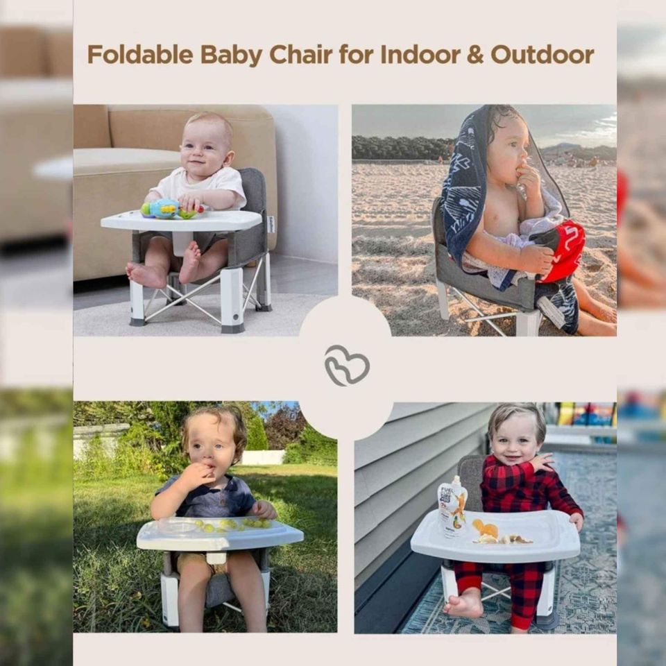 Upgraded Baby Travel Seat with Double Tray, Toddler Portable Baby Chair for Dinning Table.