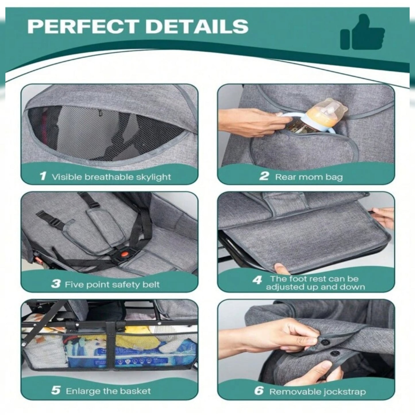 Double Stroller, Double Stroller For Infant Toddler, Foldable Double Baby Stroller With Tandem Seating And Adjustable Backrest - Extra Gift Toys/Mosquito Net/Mats/2 Cotton Pads/ 2 Hooks
