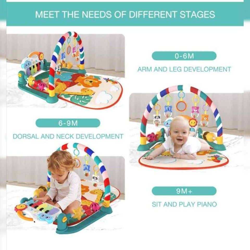 Baby Gyms Play Mats Musical Activity Center Baby Piano Gym Mat Tummy Time Padded Mat