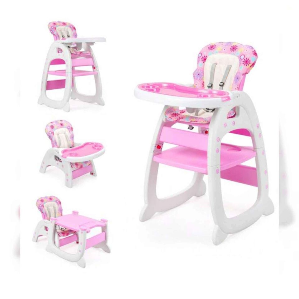 3 In 1 Convertible Toddler Highchair Table Booster Seat With Feeding Tray