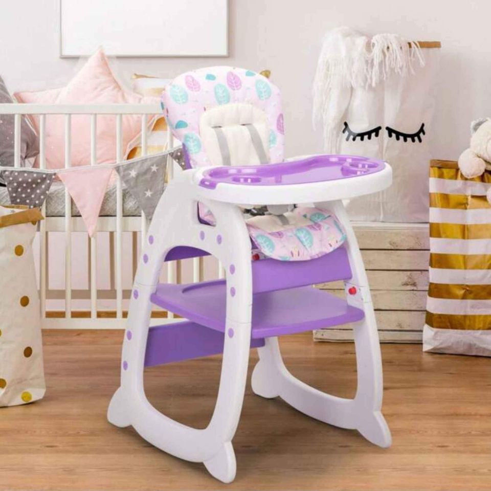 3 In 1 Convertible Toddler Highchair Table Booster Seat With Feeding Tray