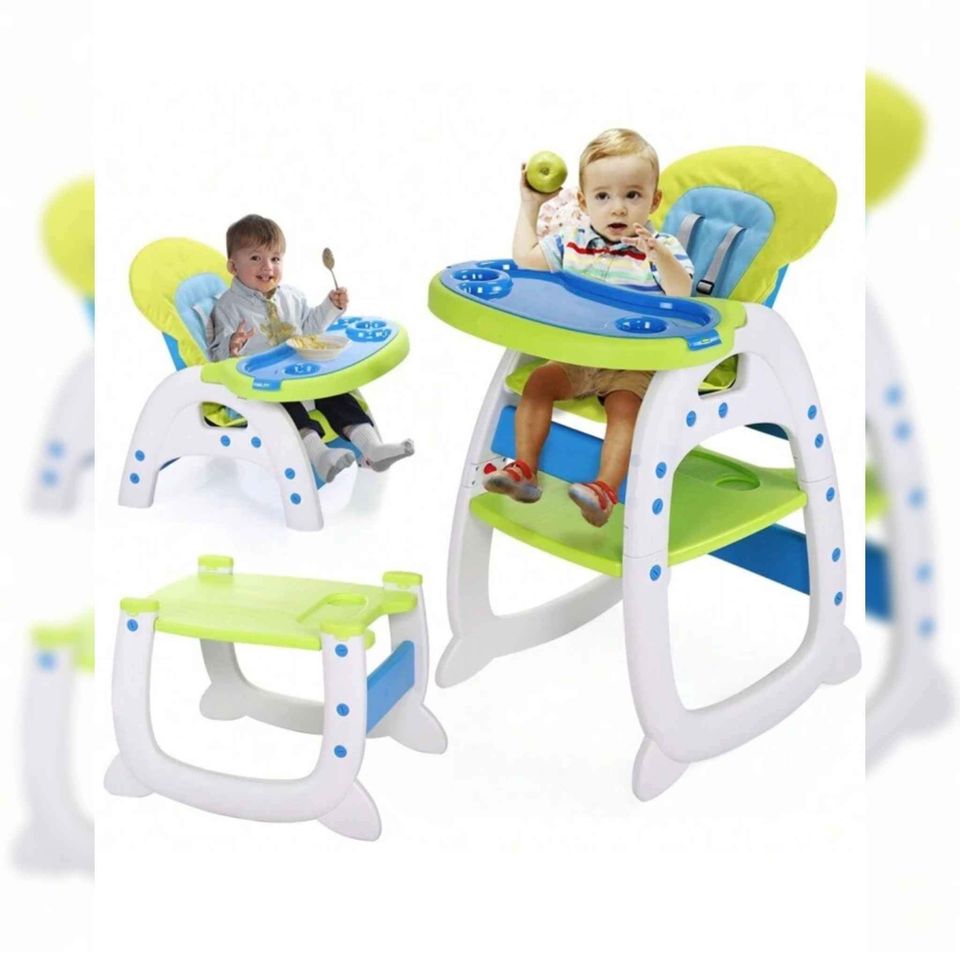 3 In 1 Convertible Toddler Highchair Table Booster Seat With Feeding Tray