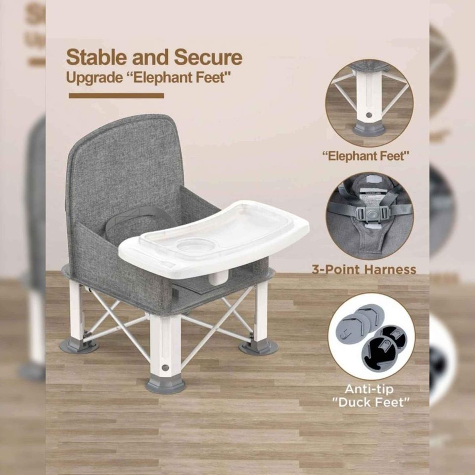 Upgraded Baby Travel Seat with Double Tray, Toddler Portable Baby Chair for Dinning Table.