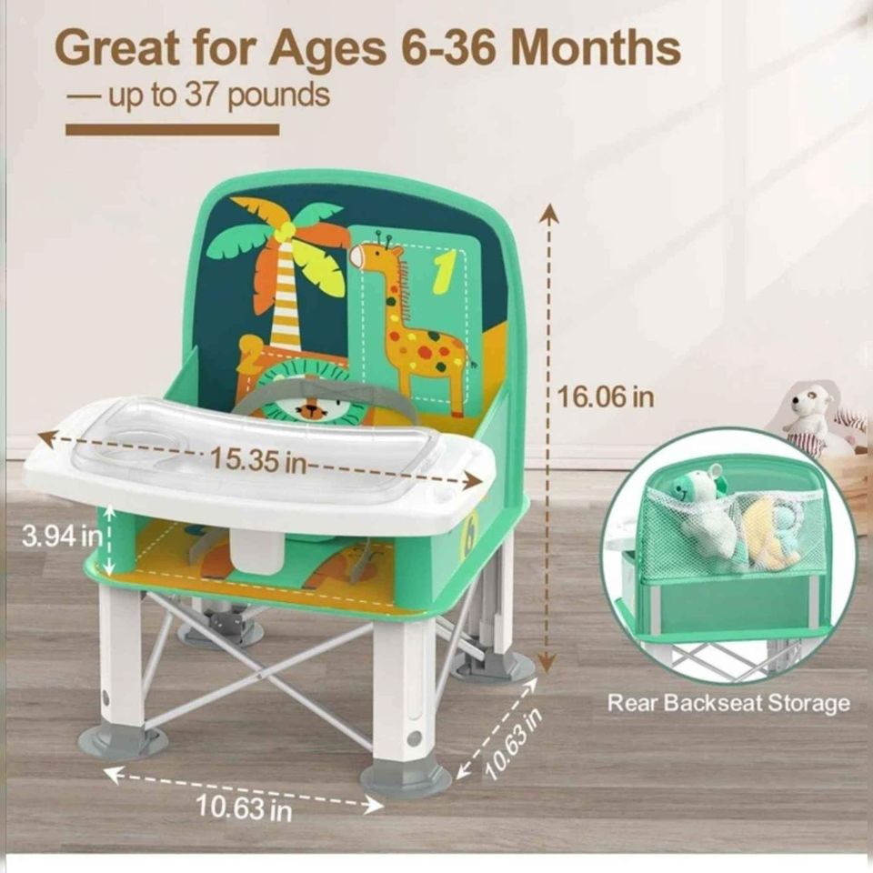 Upgraded Baby Travel Seat with Double Tray, Toddler Portable Baby Chair for Dinning Table.