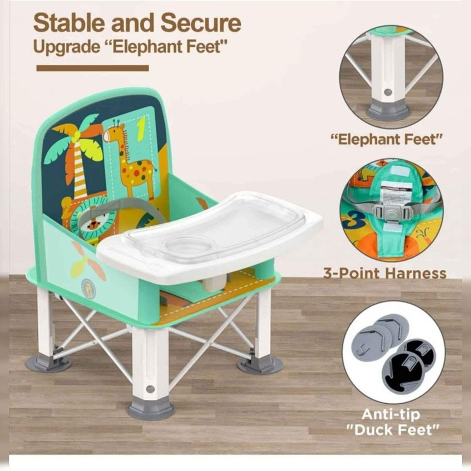 Upgraded Baby Travel Seat with Double Tray, Toddler Portable Baby Chair for Dinning Table.