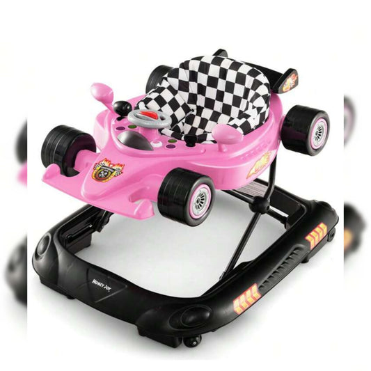 Gymax 4-In-1 Foldable Baby Walker W/ 3-Level Adjustable Height Detachable Music Tray Pink