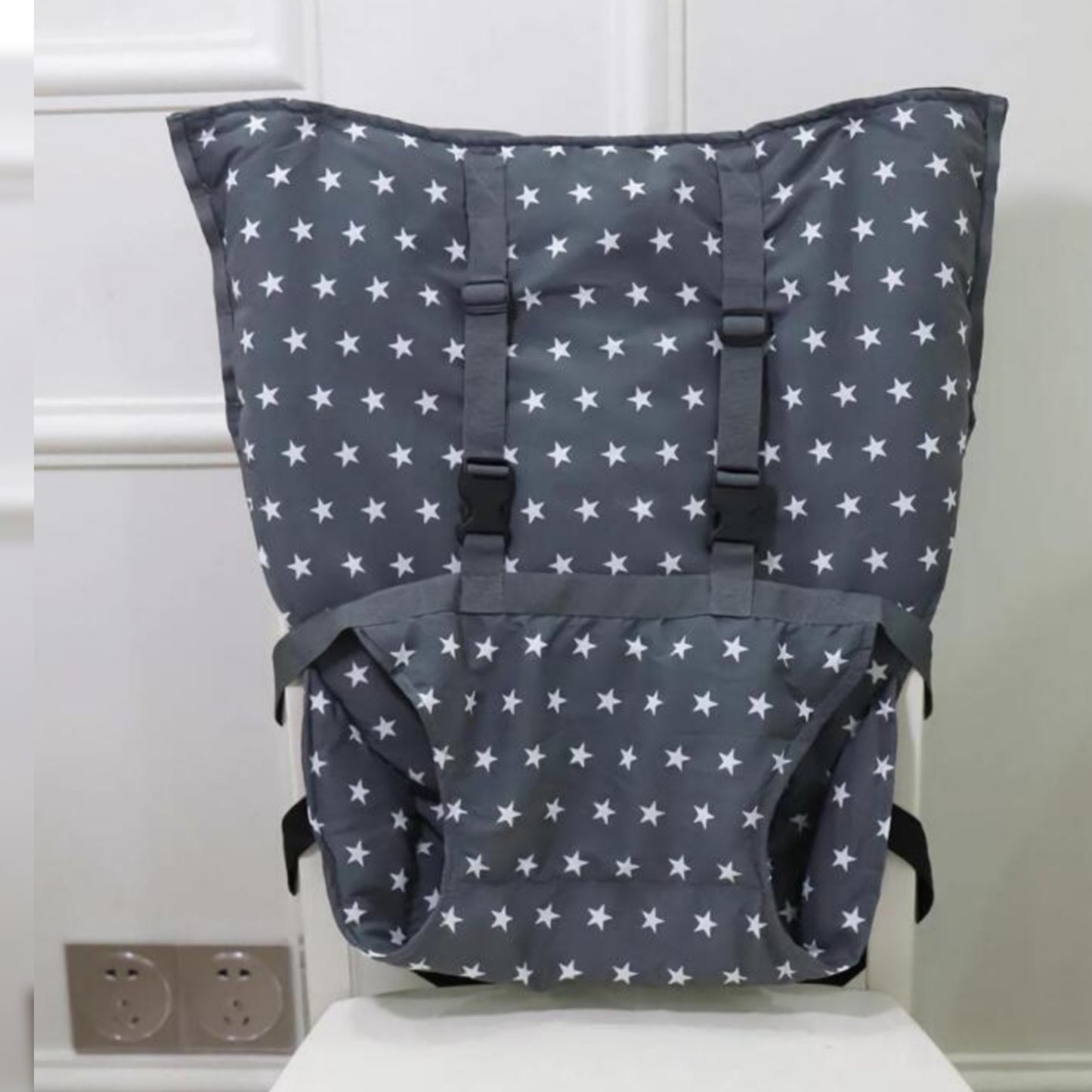 1pc Baby Star Printed High Chair With Safety Belt, Portable Booster Seat For Feeding, Travel, And Outings - Hands-Free Chair Cover And Safety Strap For Babies Aged 6-30 Months, Birthday Gift