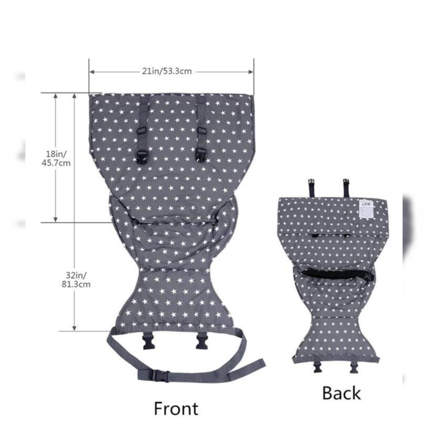 1pc Baby Star Printed High Chair With Safety Belt, Portable Booster Seat For Feeding, Travel, And Outings - Hands-Free Chair Cover And Safety Strap For Babies Aged 6-30 Months, Birthday Gift