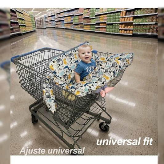 Shopping Cart Cover For Baby Boy Girl Infant High Chair Cover Portable Universal Fit For Supermarket Shopping Cart Machine Washable 2 Layers Dinosaur