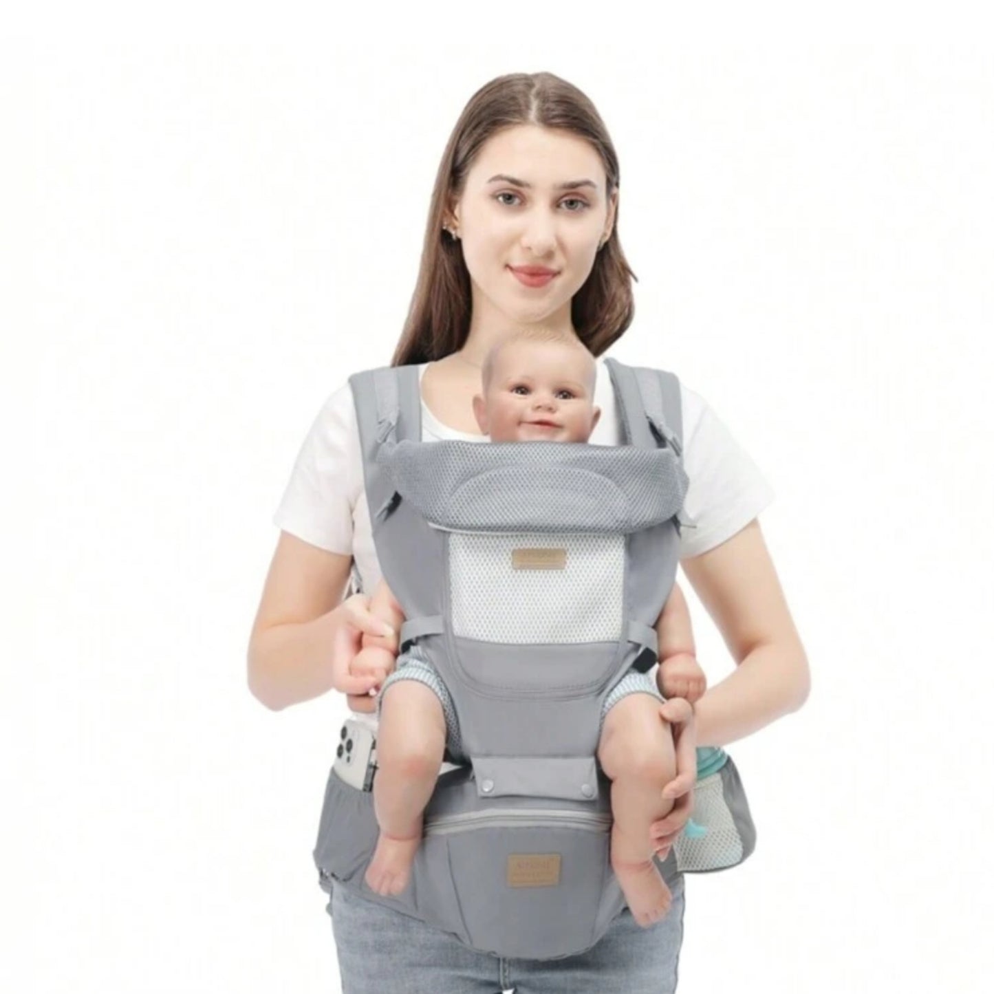 4 way Multifunctional Baby Carrier With Storage Waist. BACK BABY, FRONT, SIDE, BABY FACING FRONTWARD