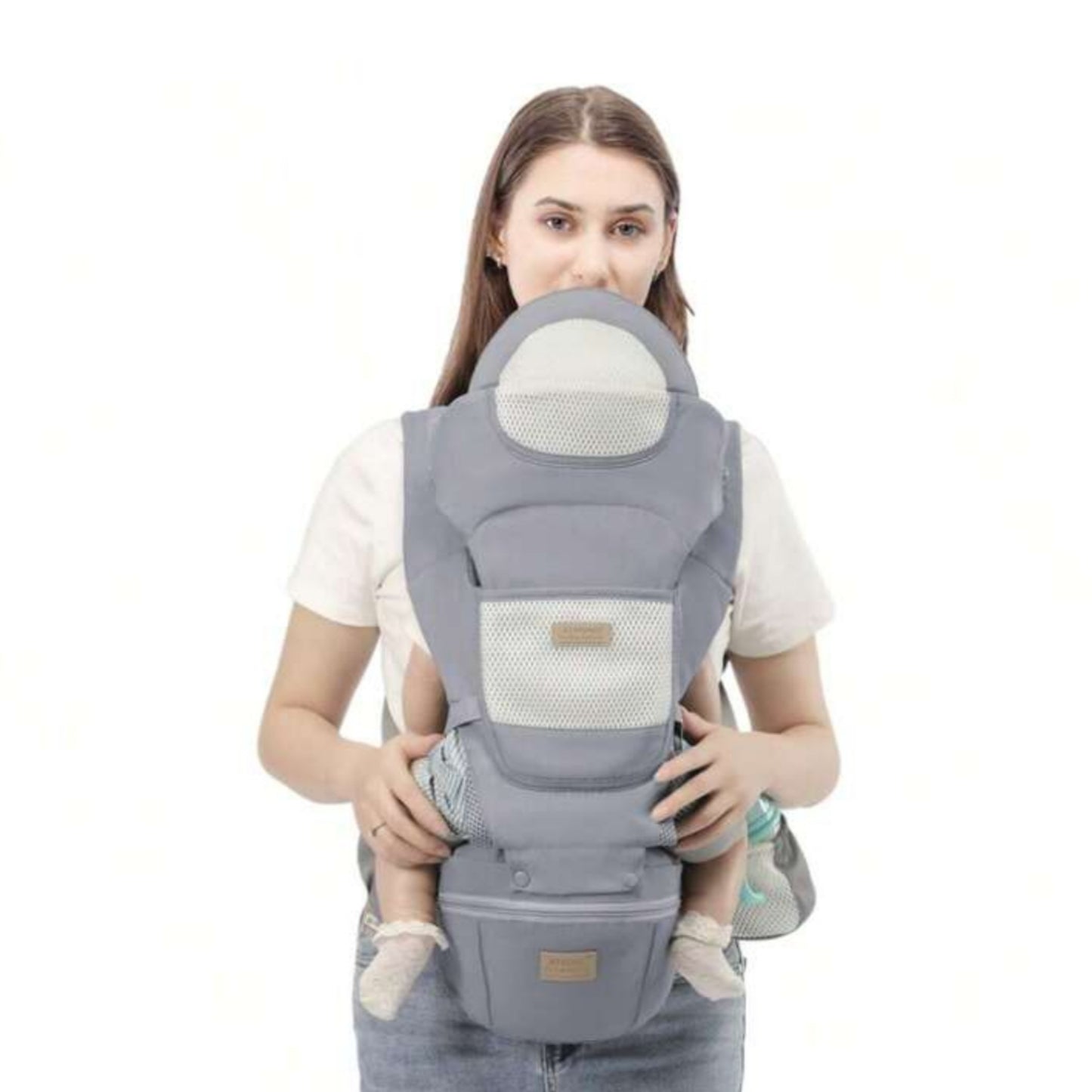 4 way Multifunctional Baby Carrier With Storage Waist. BACK BABY, FRONT, SIDE, BABY FACING FRONTWARD
