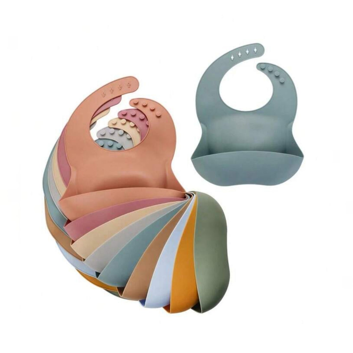 1pc Silicone Baby Bib | Waterproof | Soft Durable Adjustable Catcher With Silicon Mouth For Infants And Toddler
