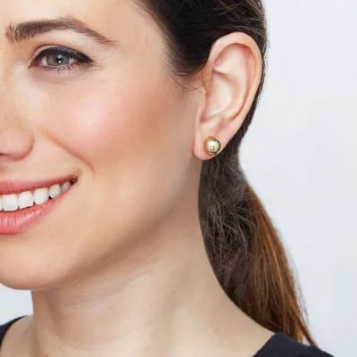 10MM Bead Pendant and Earrings Set in 14K Yellow Gold