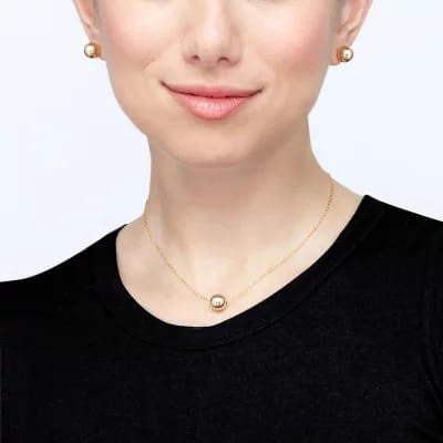 10MM Bead Pendant and Earrings Set in 14K Yellow Gold